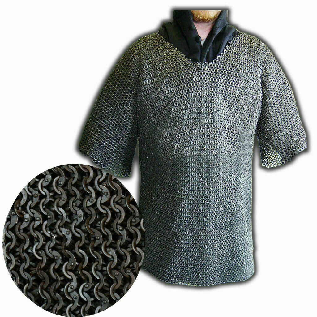 EXECUTIVE SALE Full Flat Riveted Chainmail Shirt Medieval Cosutme Armour Size M