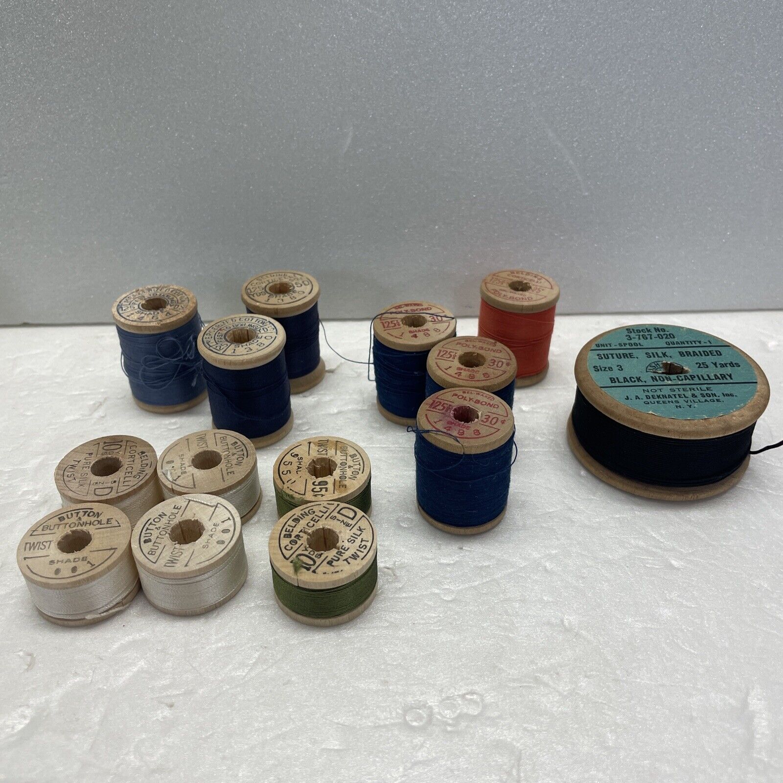 Vintage Silk Cotton Poly Thread Spools Belding Corticelli Lot 13 Crafts Mending