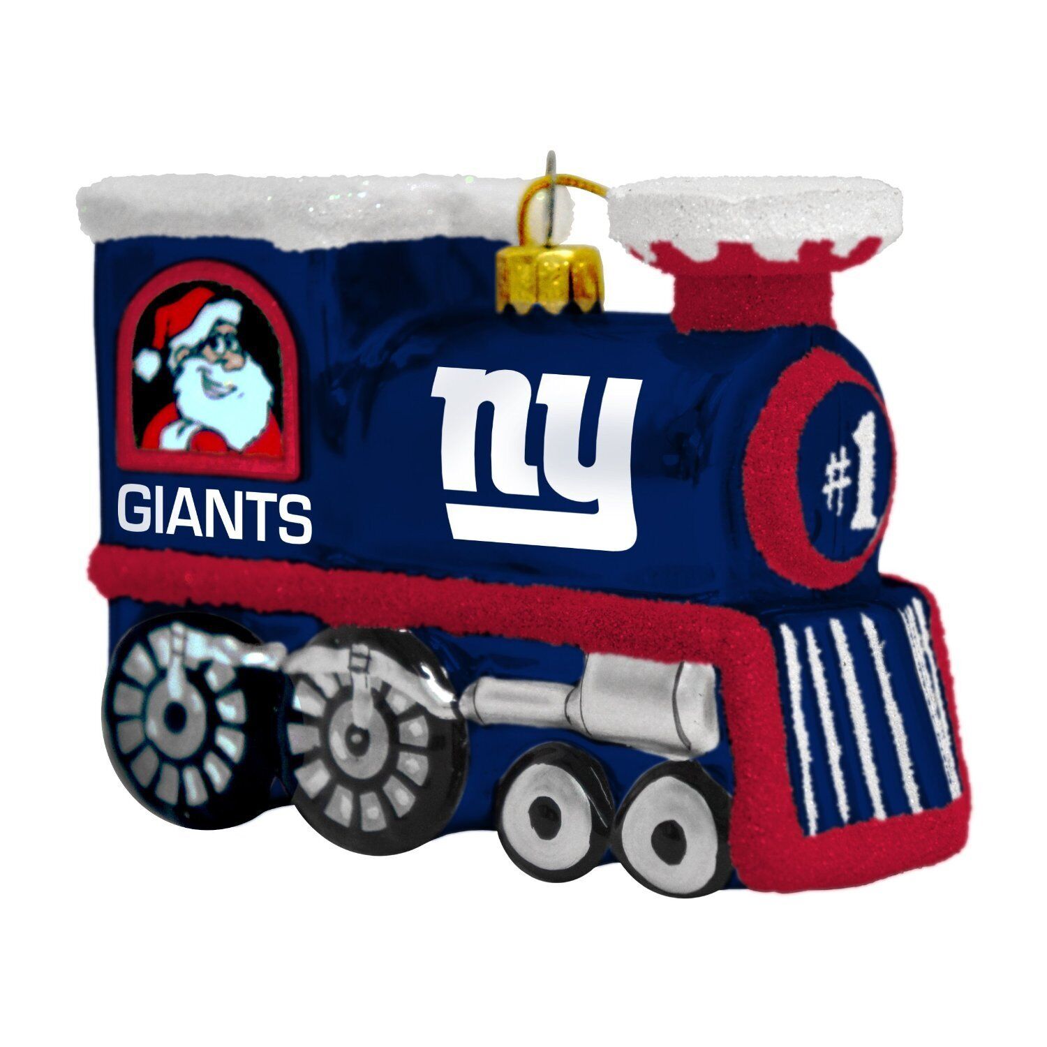 Topperscot NFL New York Giants Blown Glass Santa & Rudolph Train Ornament
