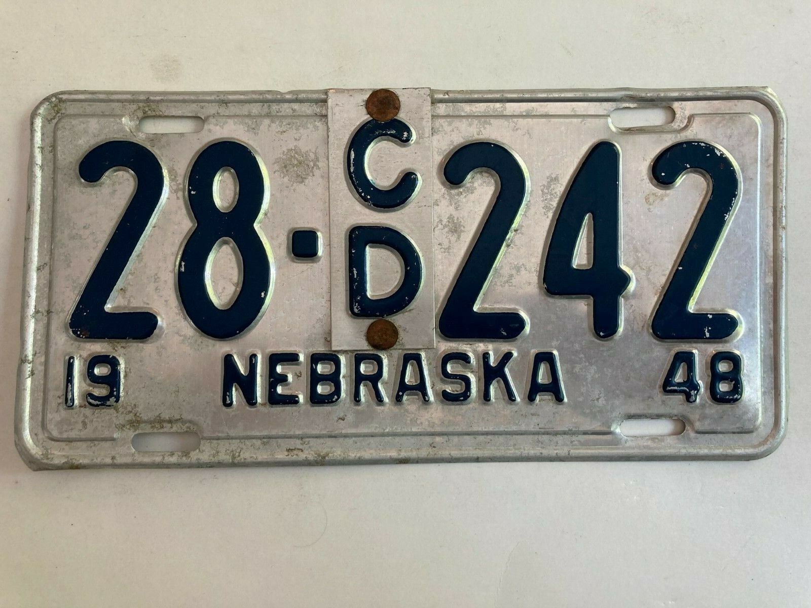 1948 Nebraska License Plate Commercial Truck with CD Metal Weight Tab