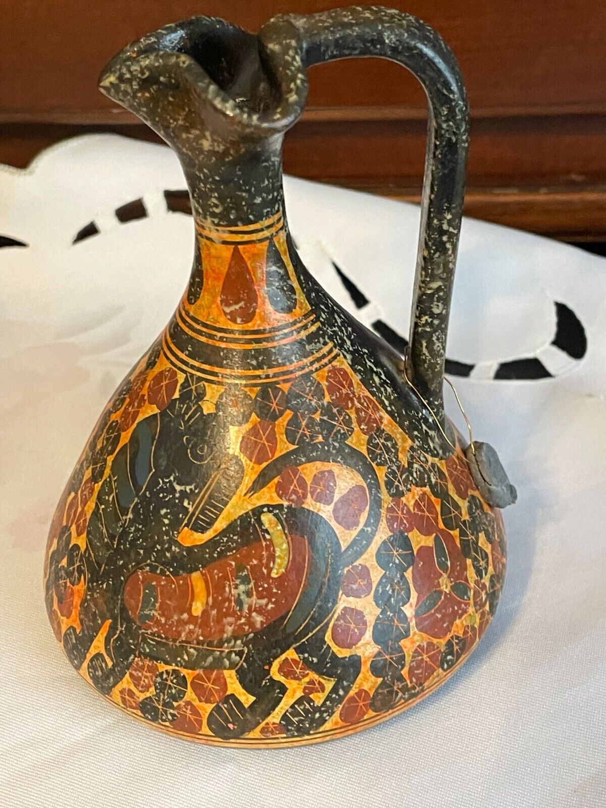 Ancient Greek Pottery Pitcher - Hand painted in Ancient Corinthian ~ Museum Copy