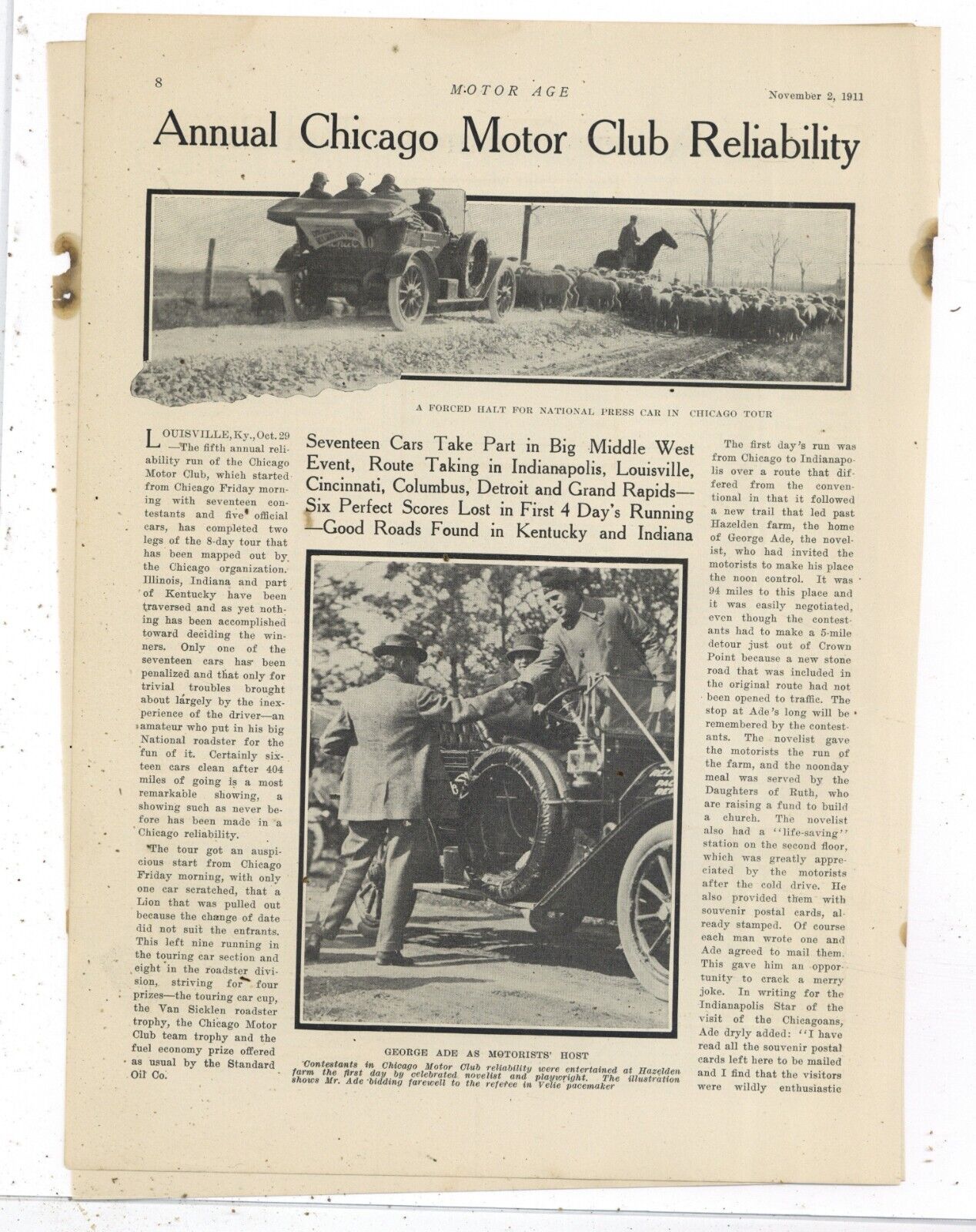 1911 Complete Story & Pics: Chicago Motor Club Reliability Run - Hazelden Farm