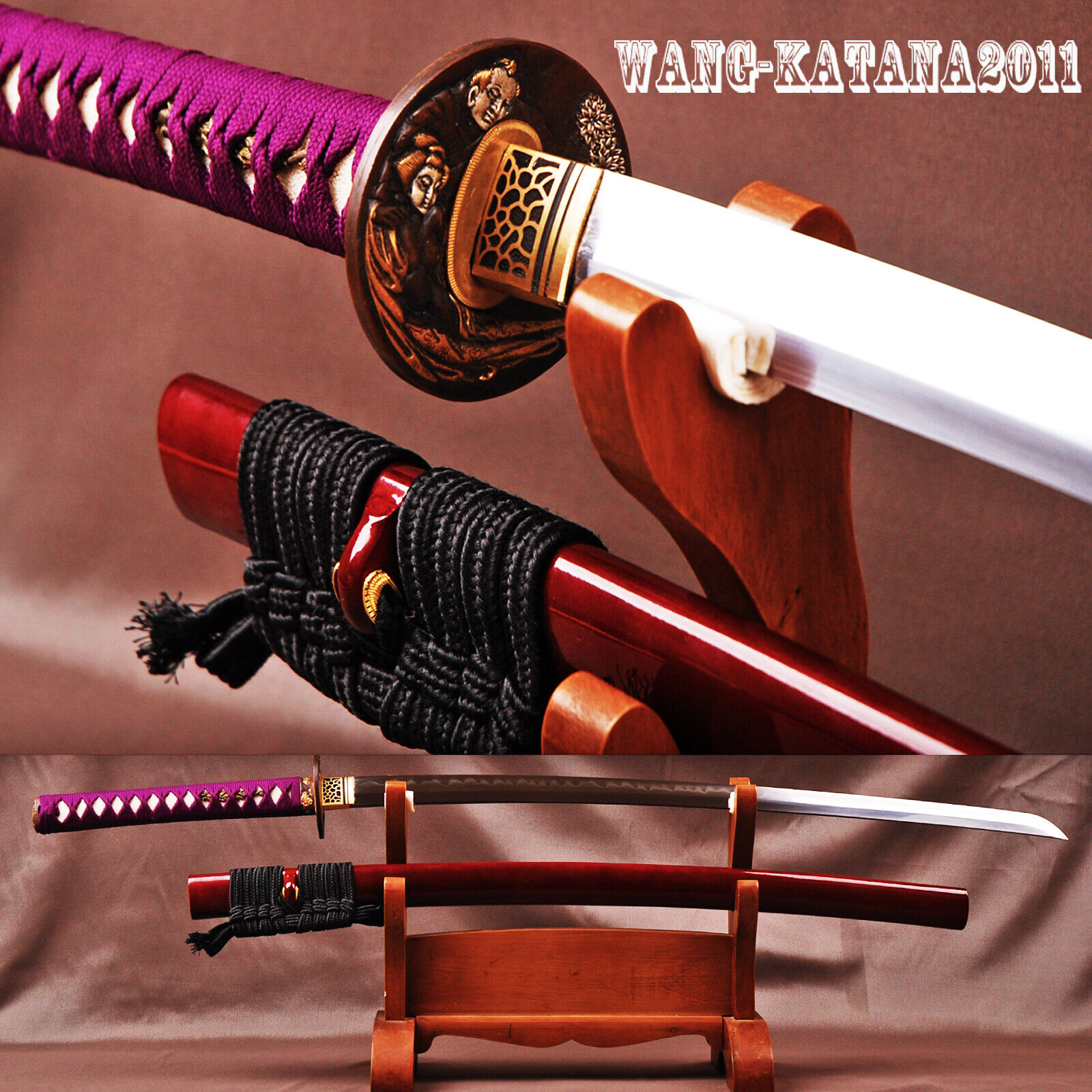 Authentic Clay Tempered Damascus Folded Steel Katana Handmade Japanese Sword