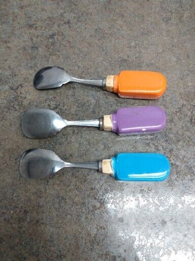Vintage Set Of Three Child's Ceramic Popsicle Spoons Japan (TL)