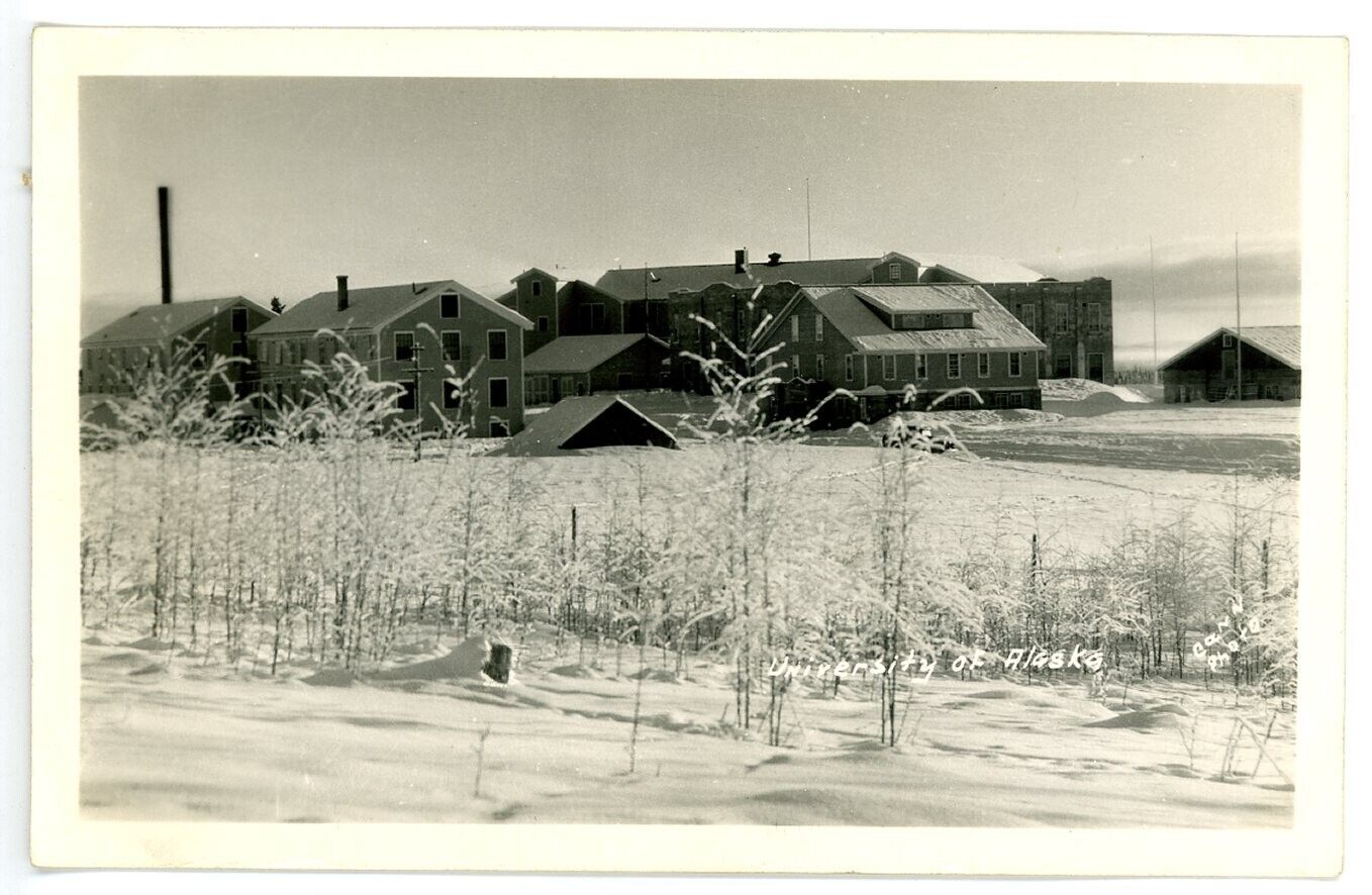 1950s? RPPC - University of Alaska in Winter - Anchorage, Alaska