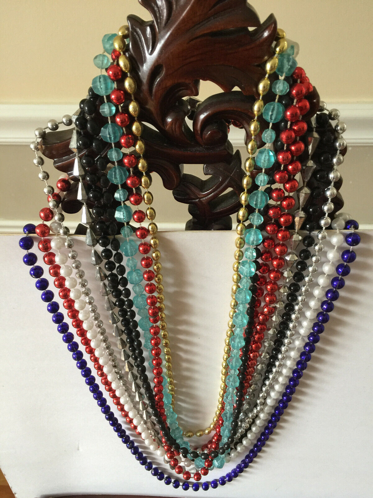 10 Polychrome VTG Long Beaded Decorative Necklaces Original To Bodacious Look
