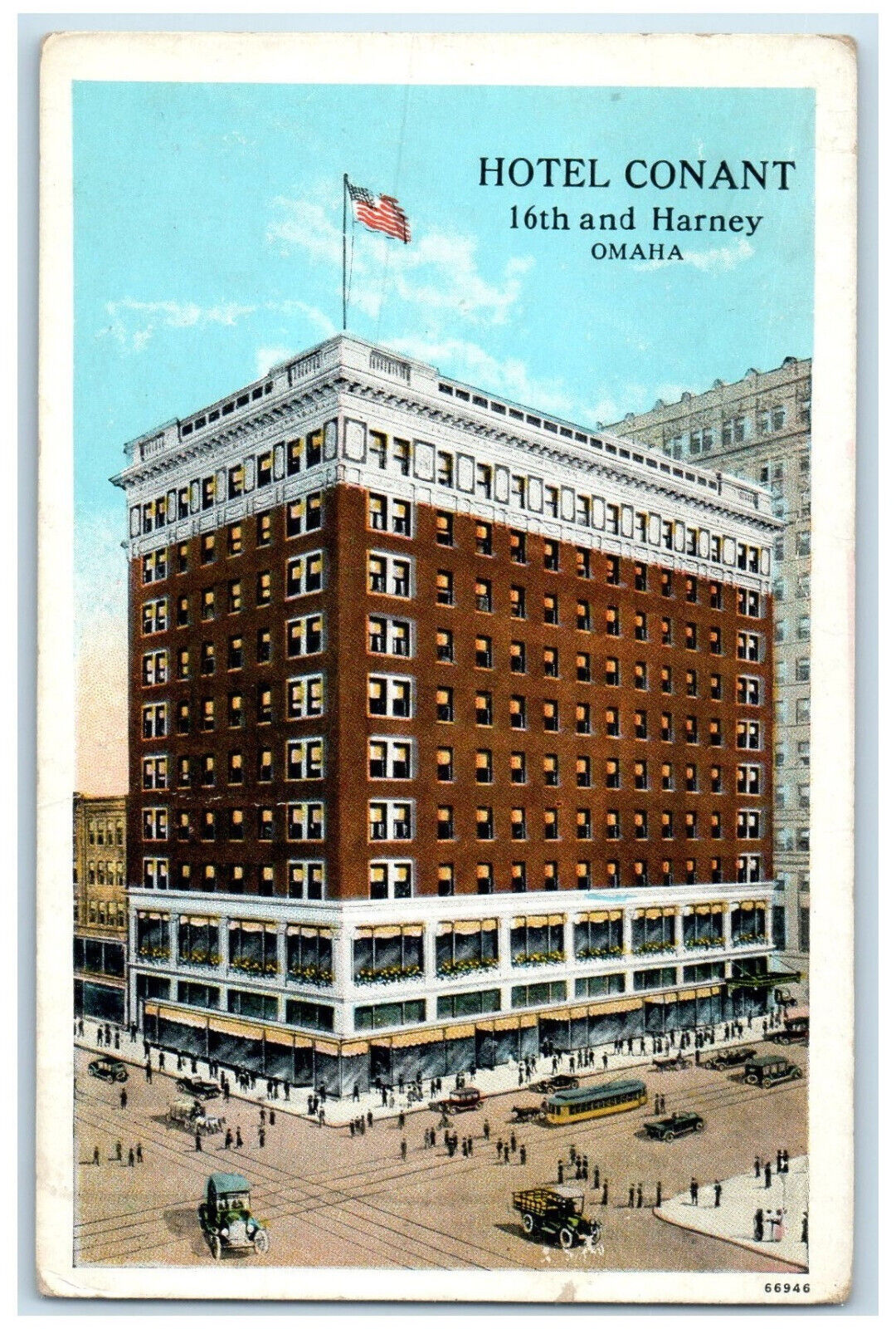c1920\'s Hotel Conant 16th and Harney Omaha Nebraska NE Unposted Postcard