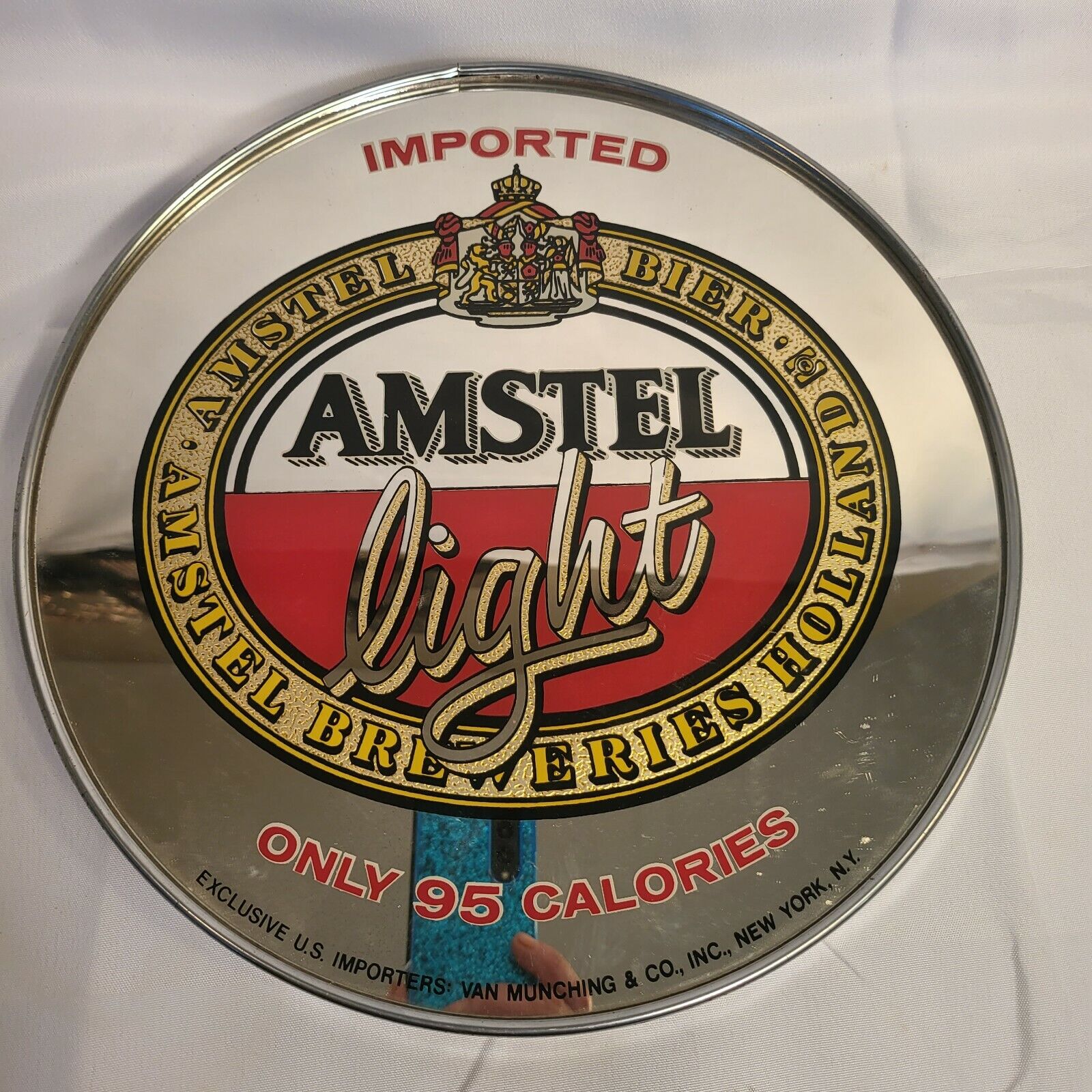 Vintage Amstel Light Mirror Beer Sign  Man Cave 12” Round