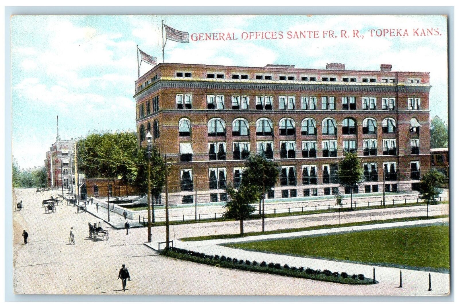 c1910's General Offices Sante Fr. Railroad Exterior Salinas Kansas KS Postcard