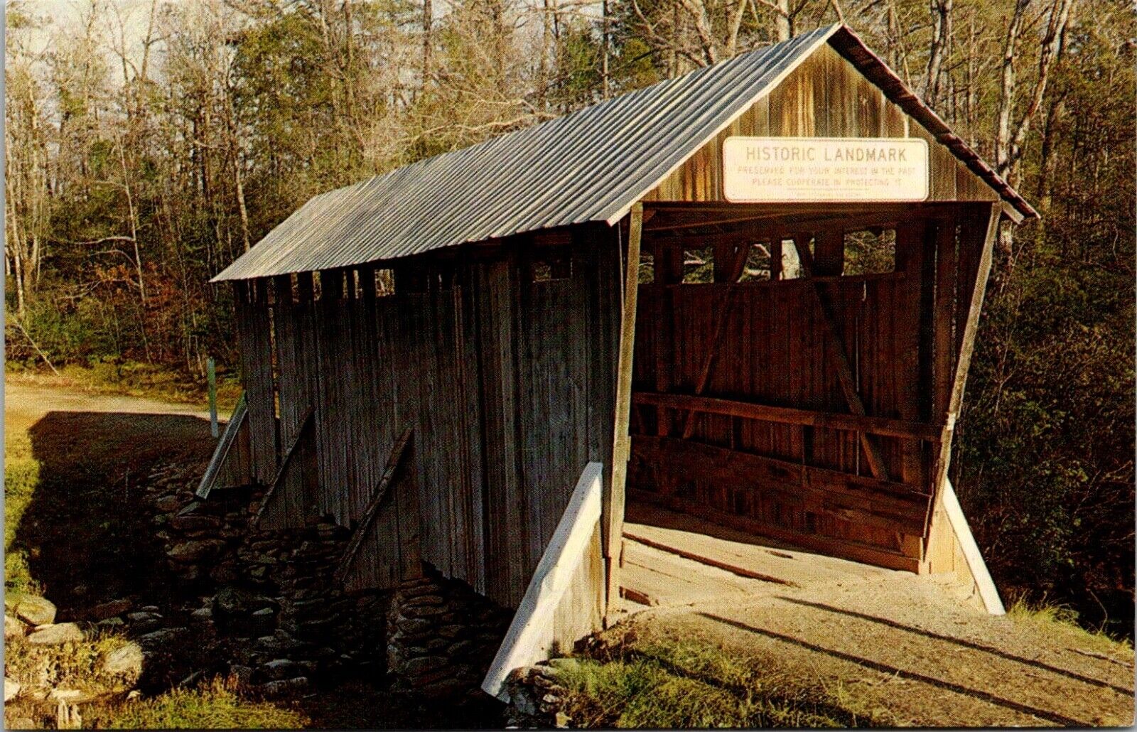 Postcard Randolph County North Carolina Covered Bridge Asheboro Pisgah Vintage