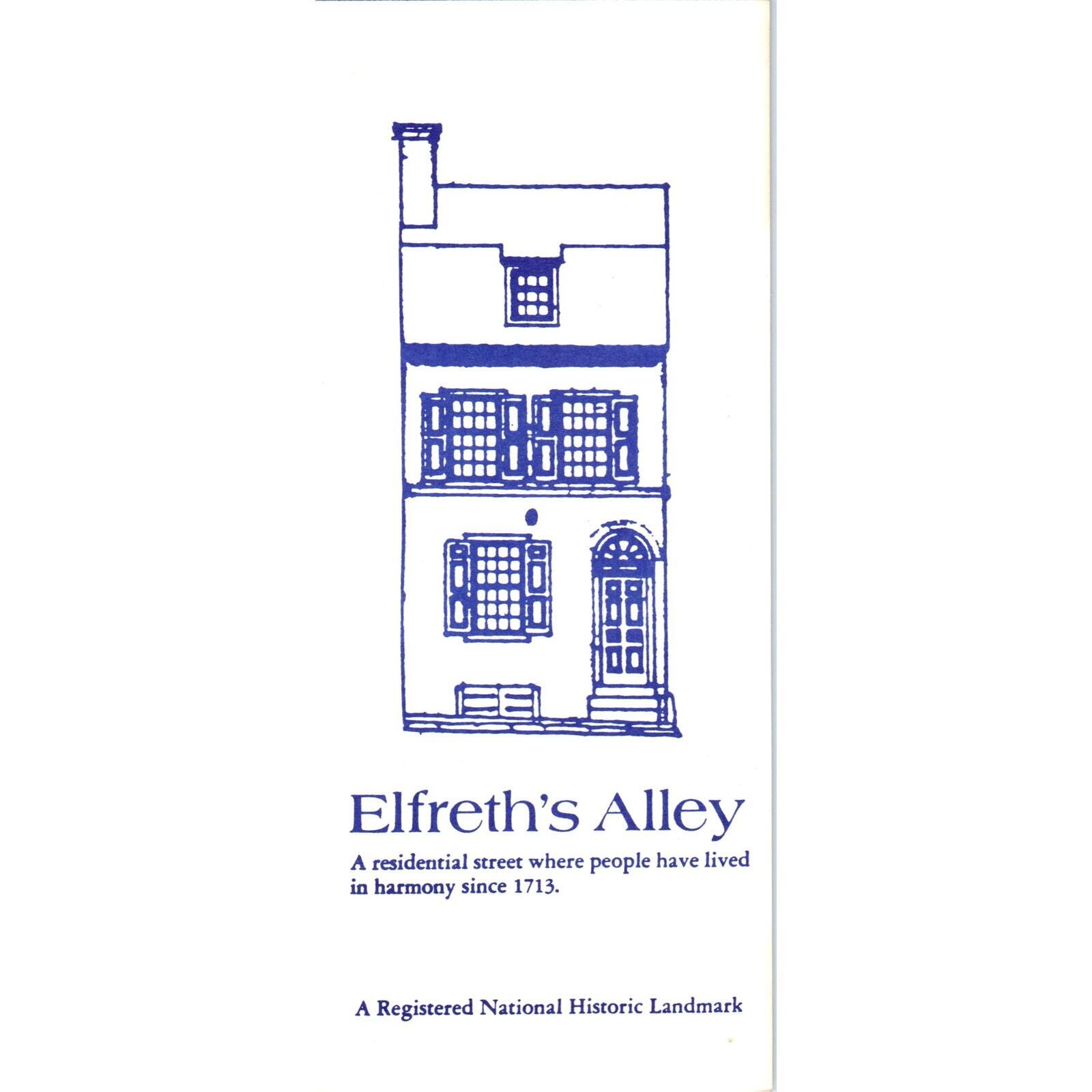 1970s Elfreth's Alley Philadelphia PA Information Leaflet TF4-BB