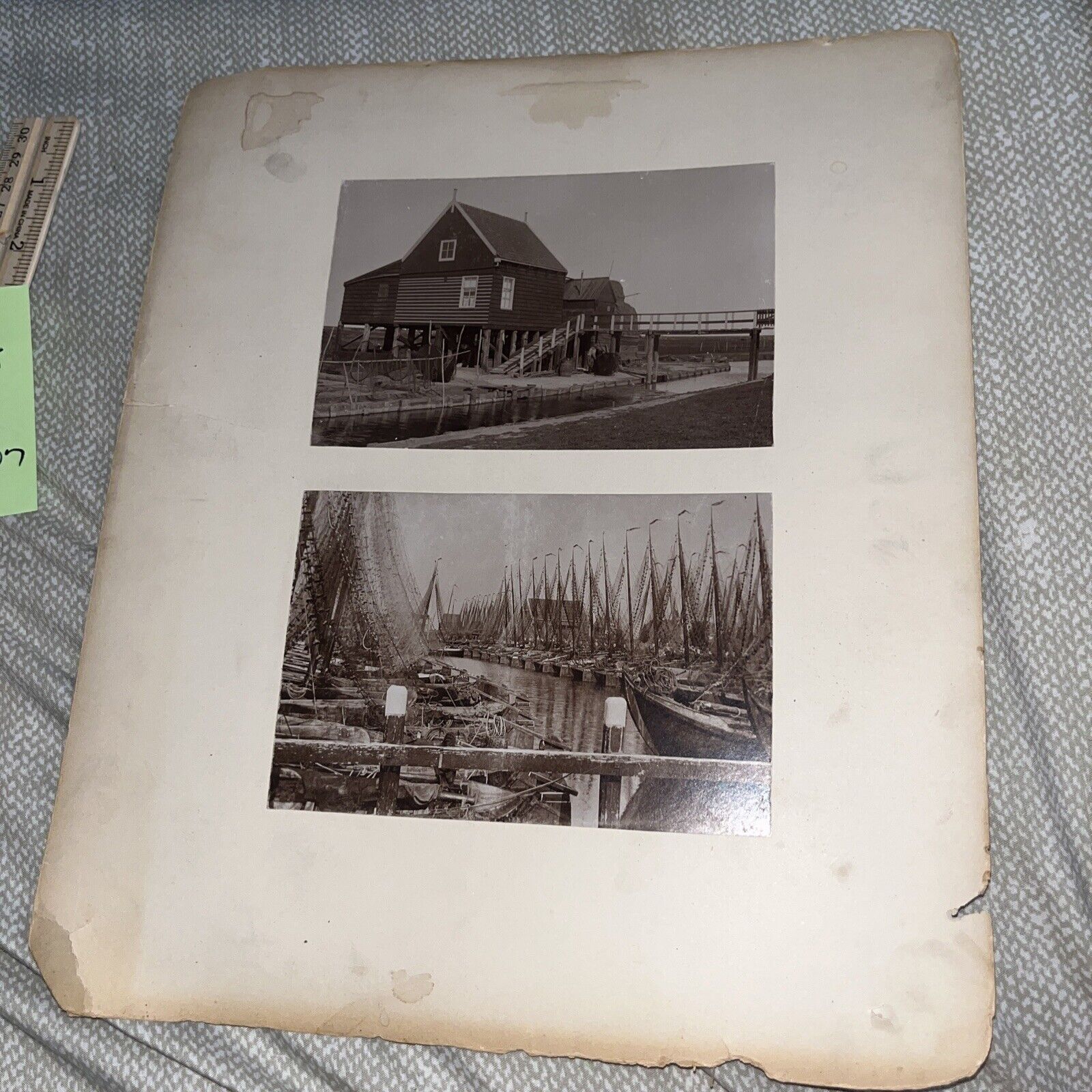 Antique Photos on Card: Fisherman House & Boats Holland Island Of Marken Fishing