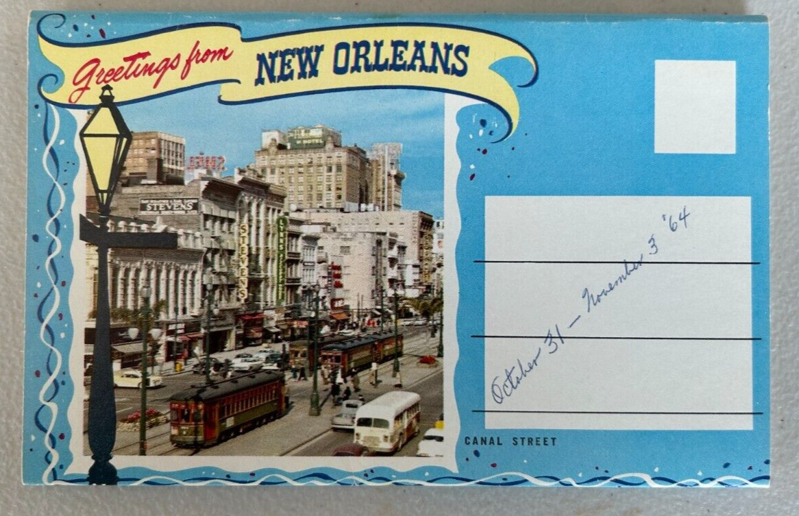 Old Souvenir Postcard Folder New Orleans Louisiana 1964