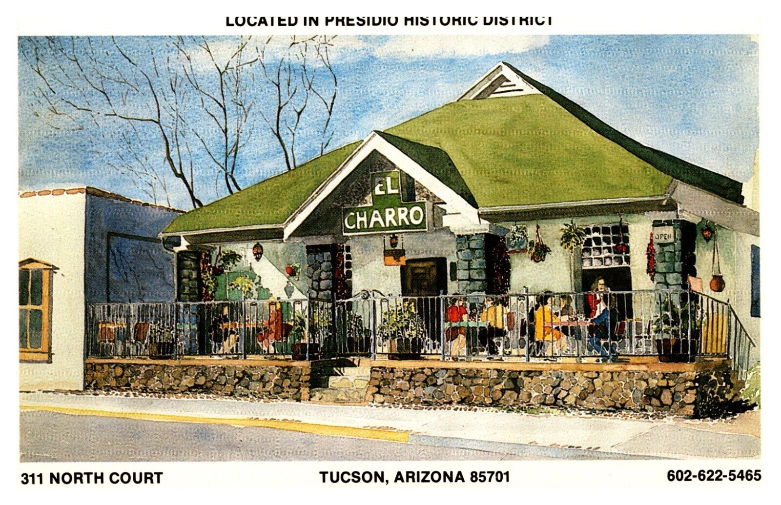El Charro Restaurant  Tucson  Arizona 311 North Court   postcard  #639