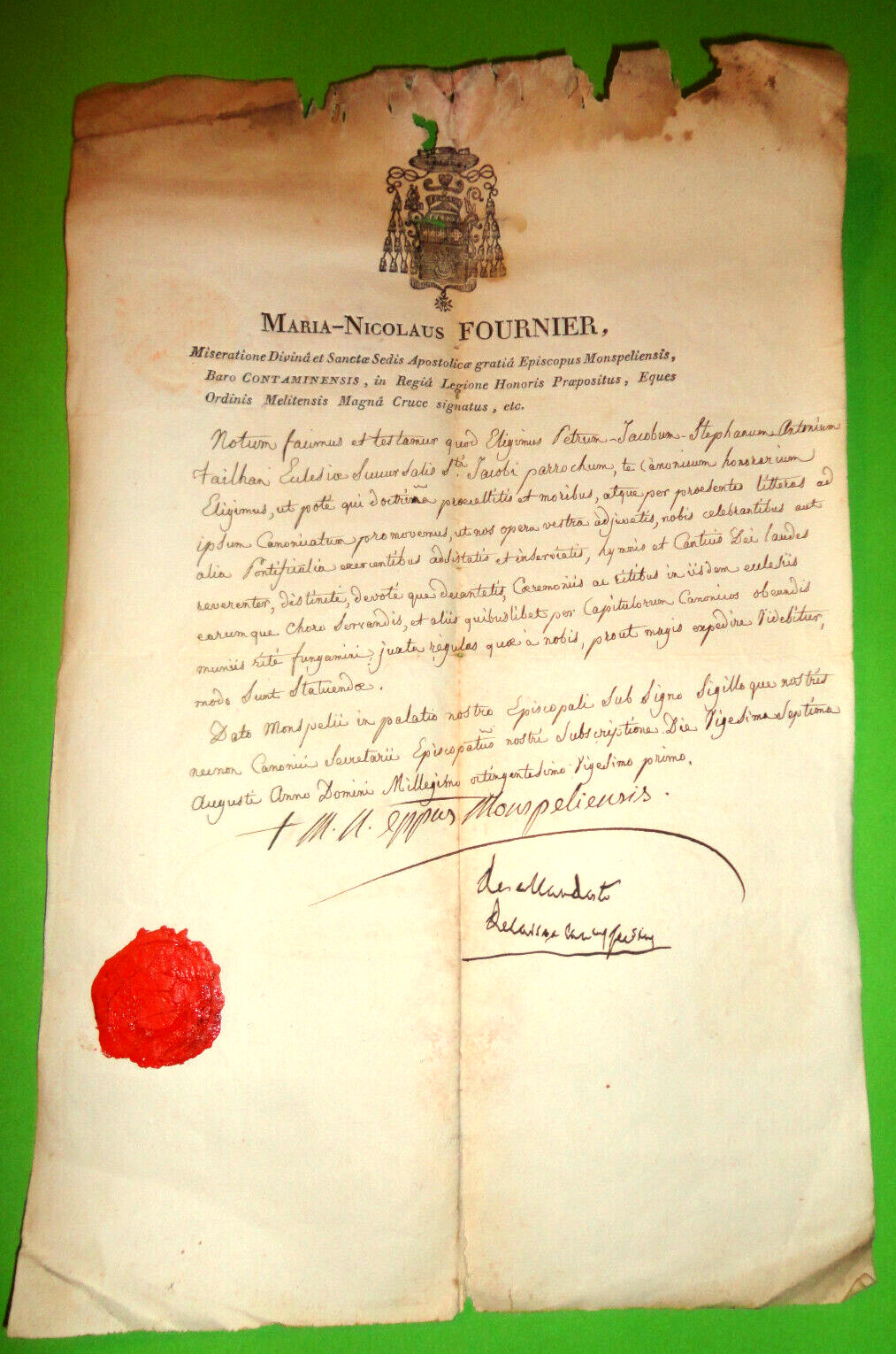 MARIE NICOLAS FURNIER EVEQUE DE MONTPELLIER FROM 1806 TO 1834