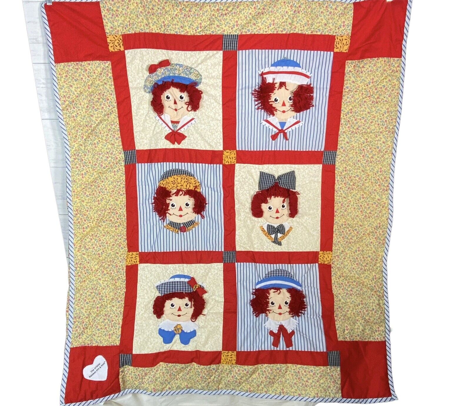 New Applause Raggedy Ann & Andy Appliqué Quilt 46” X 54”
