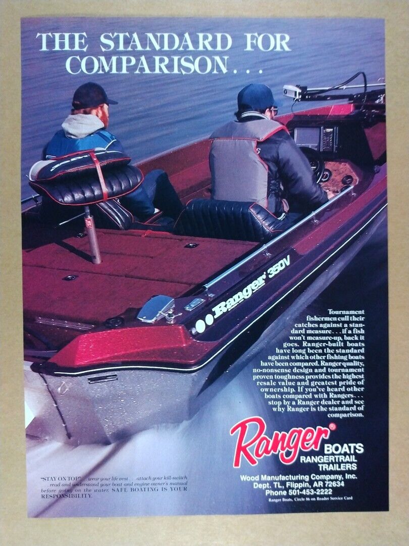 1988 Ranger 350V Bass Boat vintage print Ad