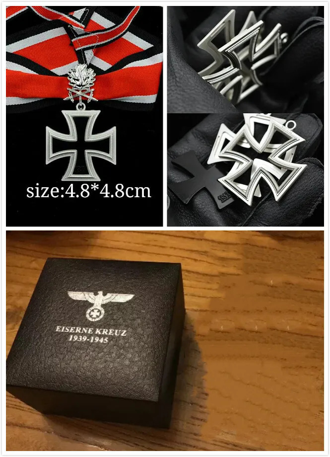 WWII German Knights Cross of Iron Cross oak leaves 3-piece Iron Collection box