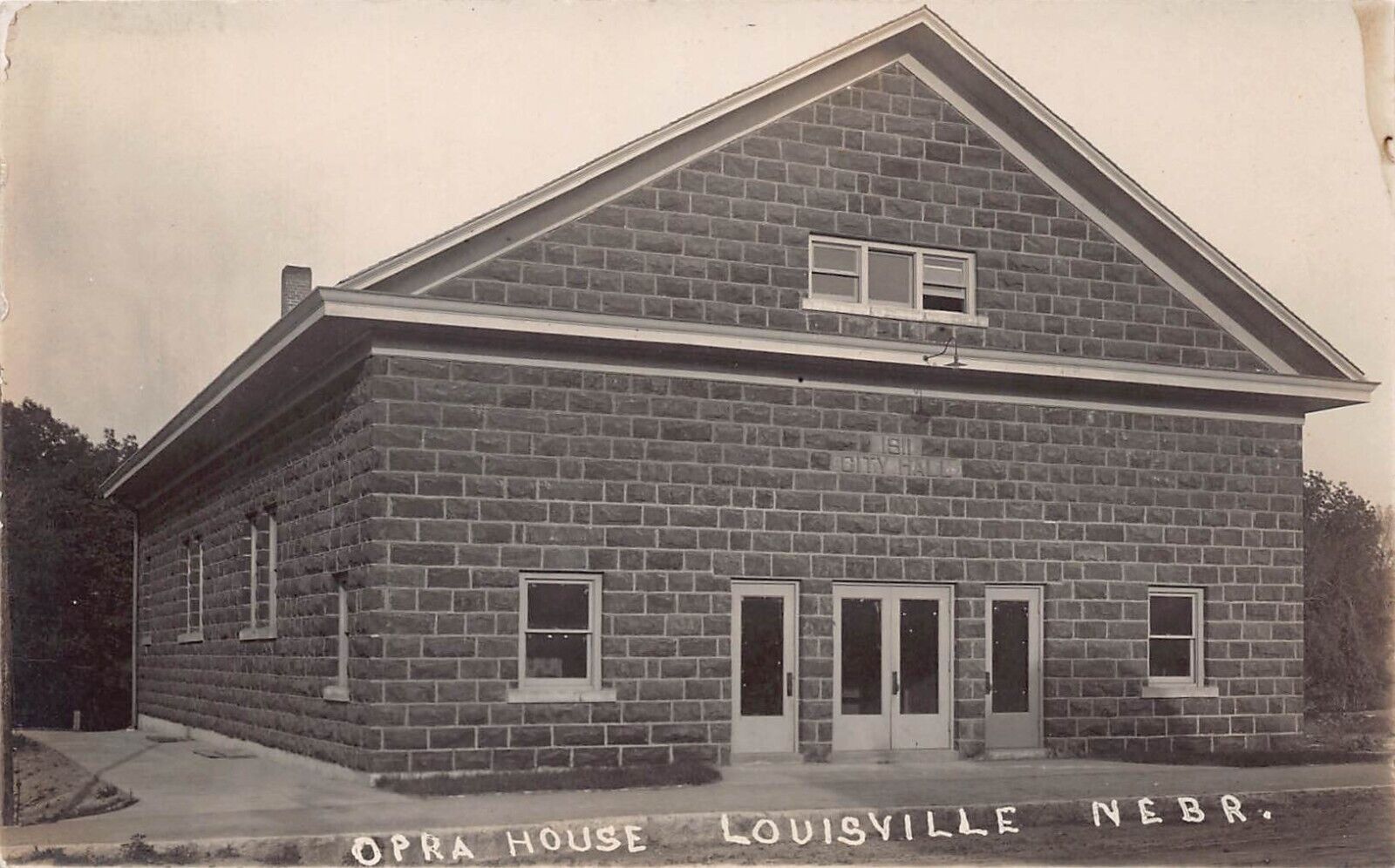 RPPC Louisville NE Nebraska Main Street City Hall Opera House Photo Postcard C60