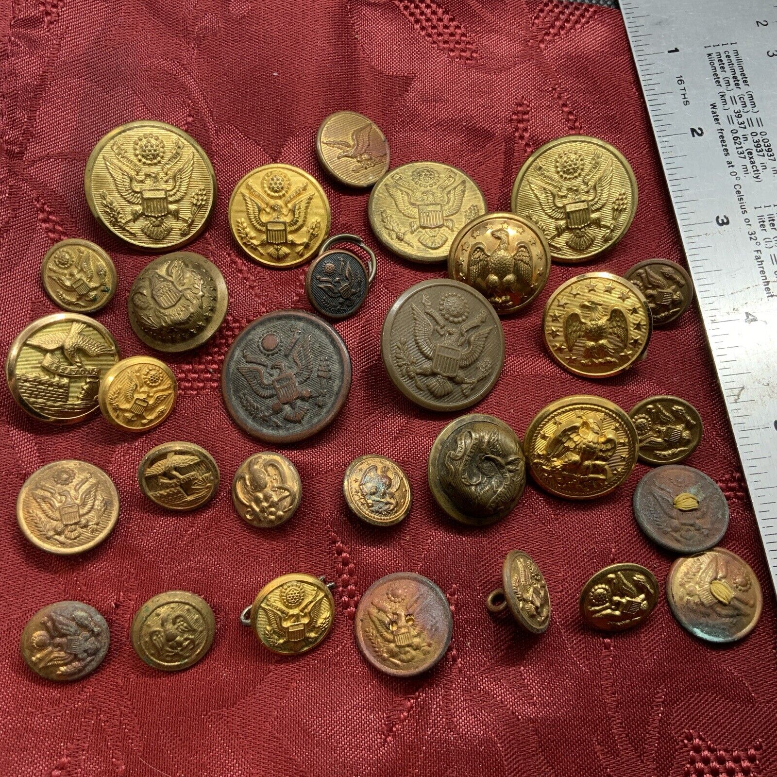 Antique Brass Mixed Military Eagle Button Lot