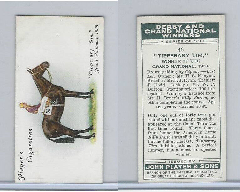 P72-88 Player, Derby & Grand Winners, 1933, #46 Tipperary Tim, Dutton, Horse