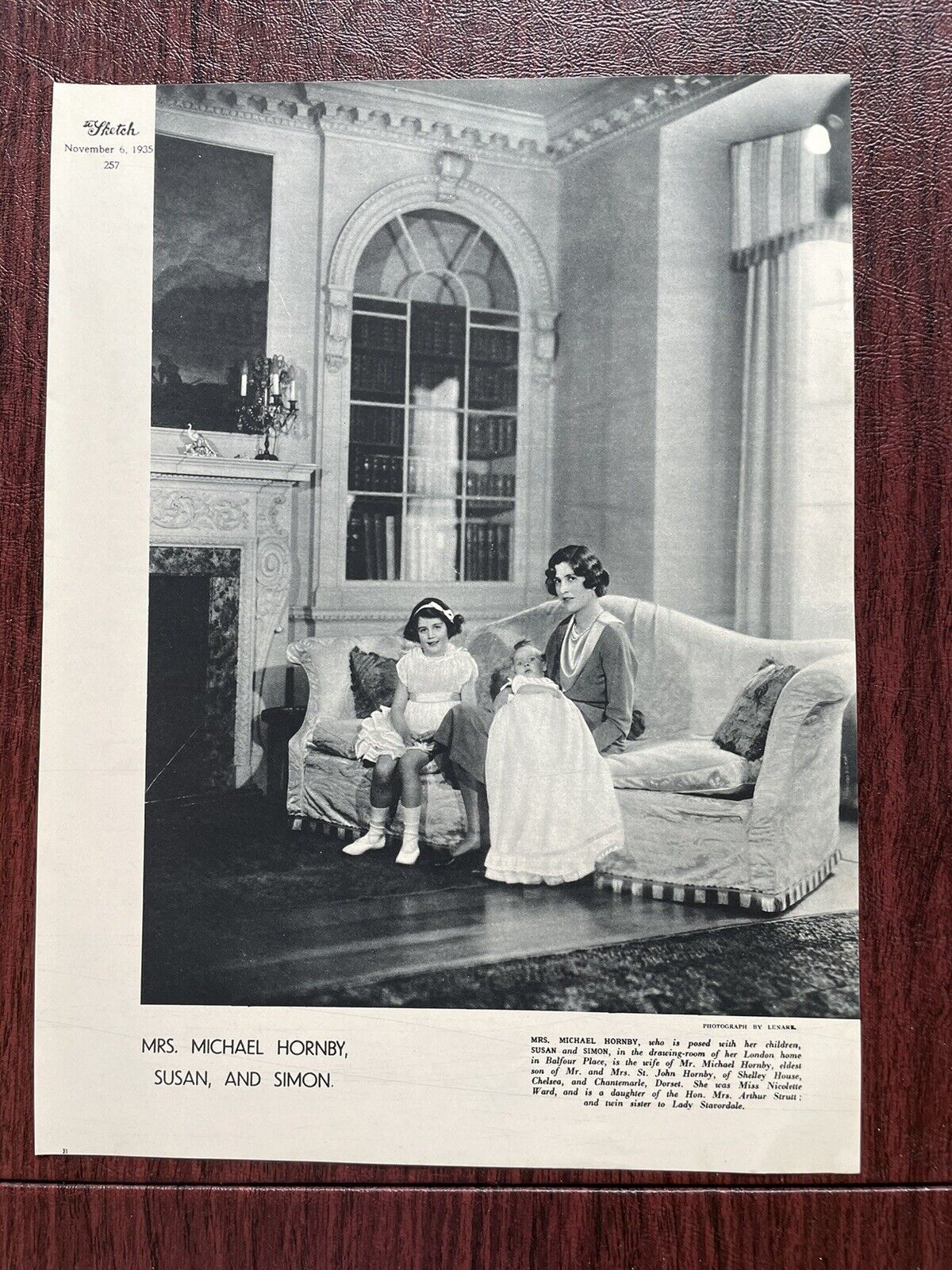 Mrs. Michael Hornby Nicolette Ward Susan Simon Lenare Photo The Sketch 1935