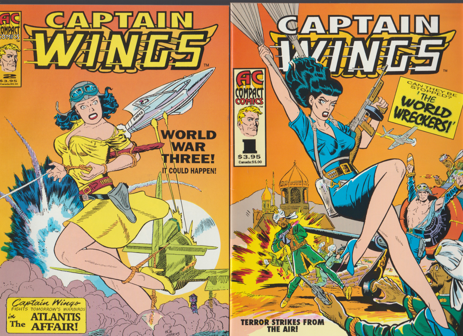 Captain Wings #1 & 2- 6 X 8.5 SET (1994) HTF REPRINTS - COVER 90 & 93 BONDAGE