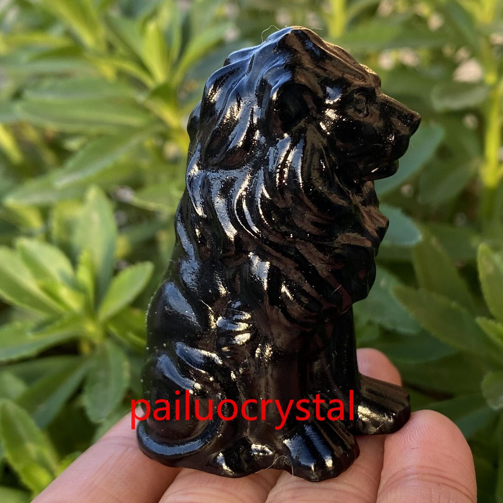 1pcs Natural Obsidian Lion Quartz Crystal Skull Carved Figurines Healing Gem 2\