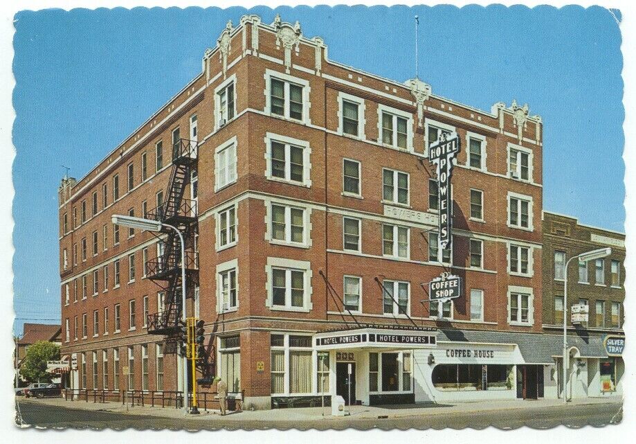Fargo ND Powers Motor Hotel and Coffee House Postcard North Dakota