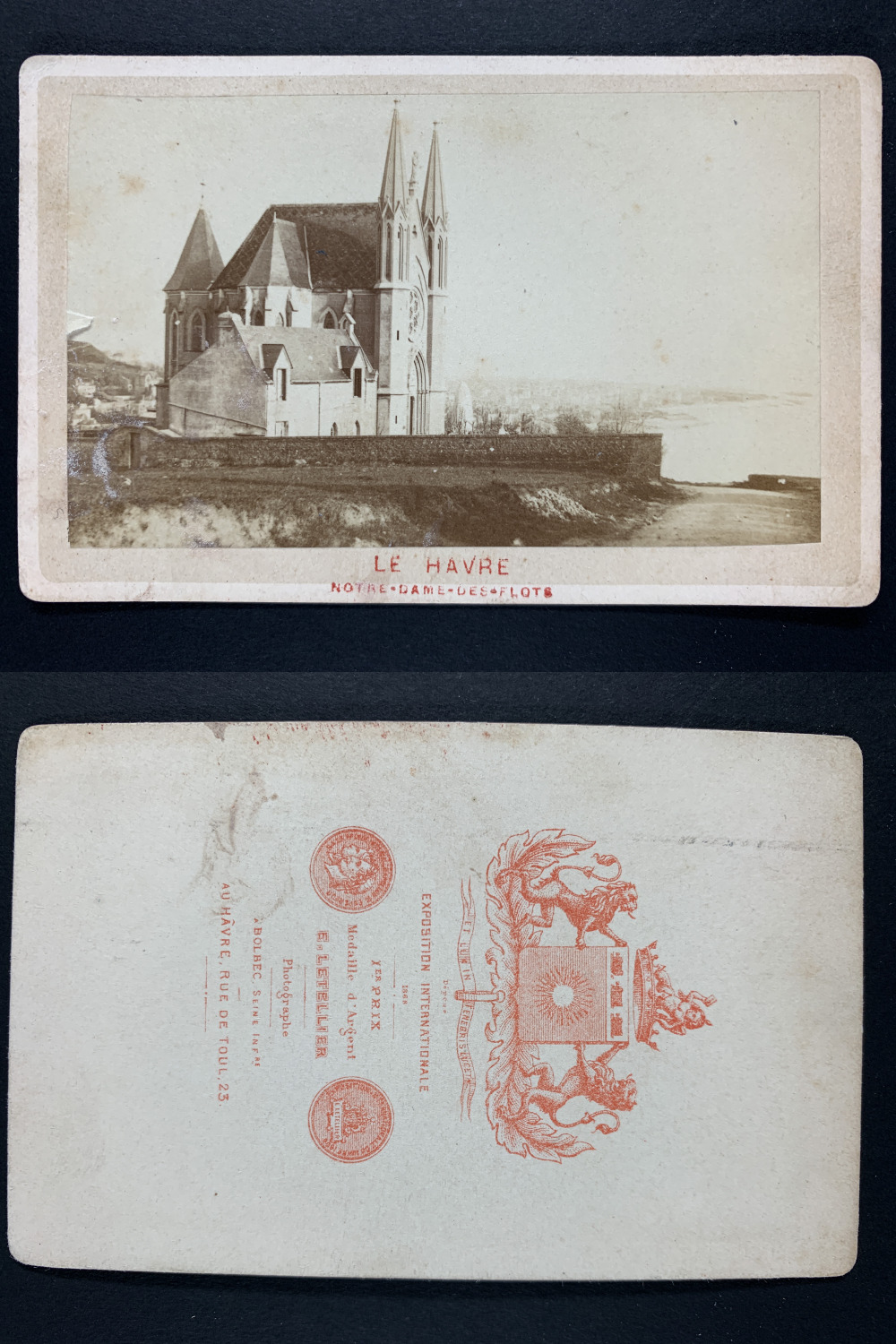 Letellier, France, Sainte-Adresse, La chapelle Notre-Dame des Flots vintage cdv 
