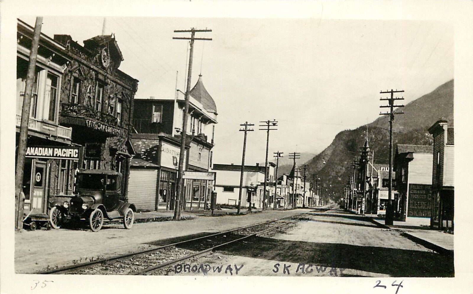RPPC Postcard Broadway Street Scene Skagway AK c. 1910-1930 unposted