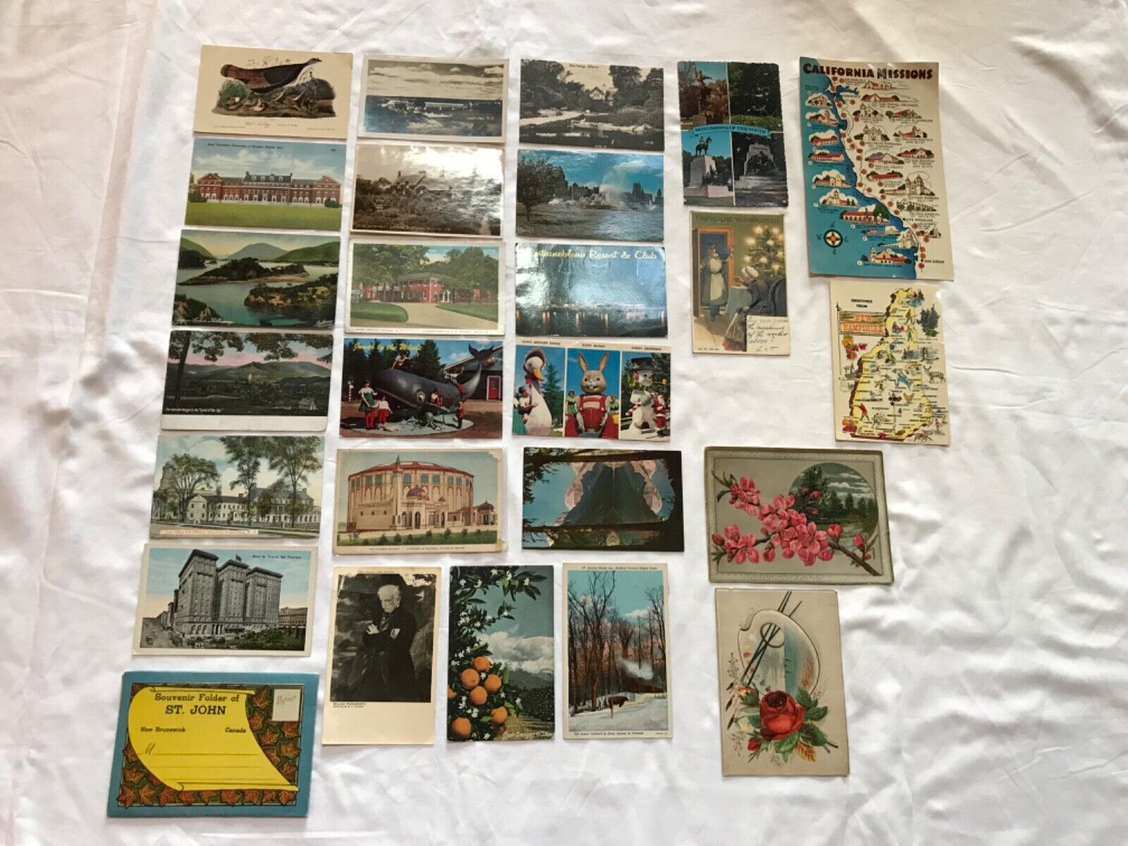 VINTAGE POSTCARDS LOT 26 UNPOSTED/POSTED MIXED LOT VARIETY