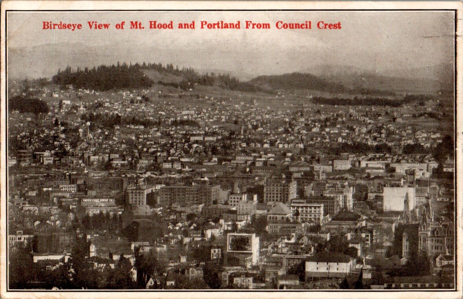 Birdseye View, Mt. Hood, Portland from Council Crest, Oregon OR Postcard