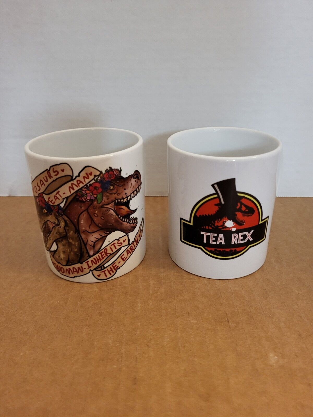 Set of 2 Jurassic Park Tea-Rex & Dinosaurs Eats Man-Coffee Tea Cups