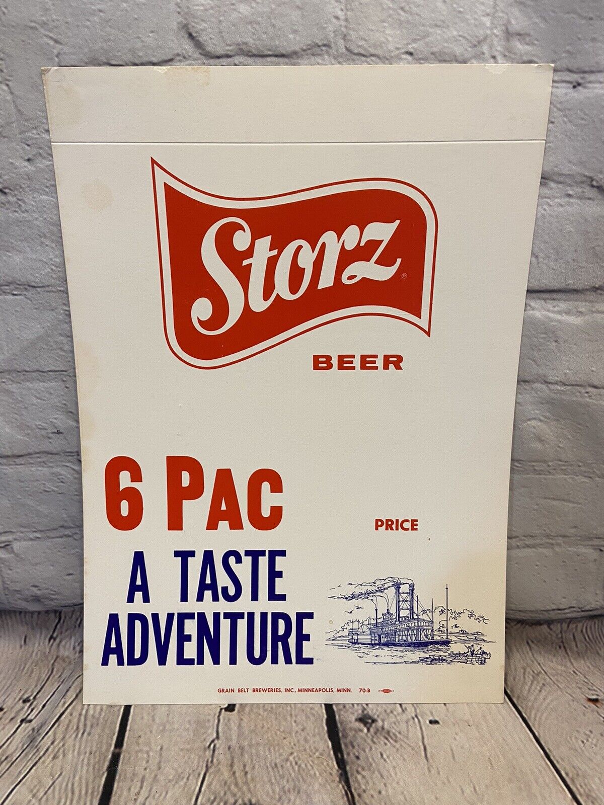 Vintage Storz Beer Sign Cardboard Advertising Point Of Sale 6 Pac Grain Belt