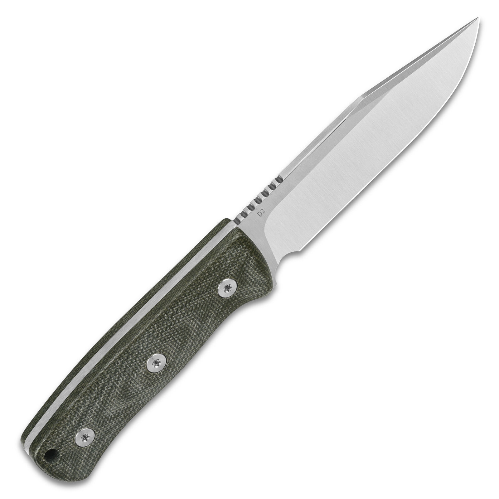 QSP Knives Bison Fixed Blade 134-C Knife D2 Semi-Stainless Steel & Green Micarta
