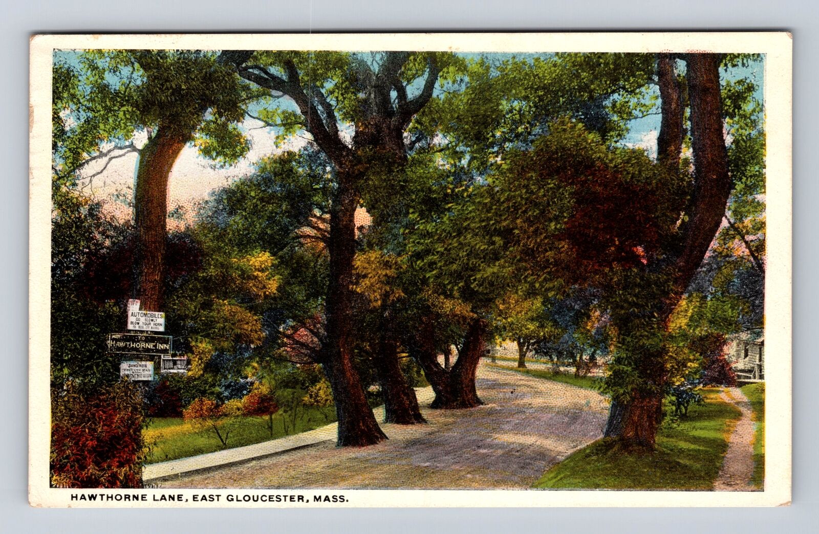 East Gloucester MA-Massachusetts, Hawthorne Lane Vintage c1921 Souvenir Postcard