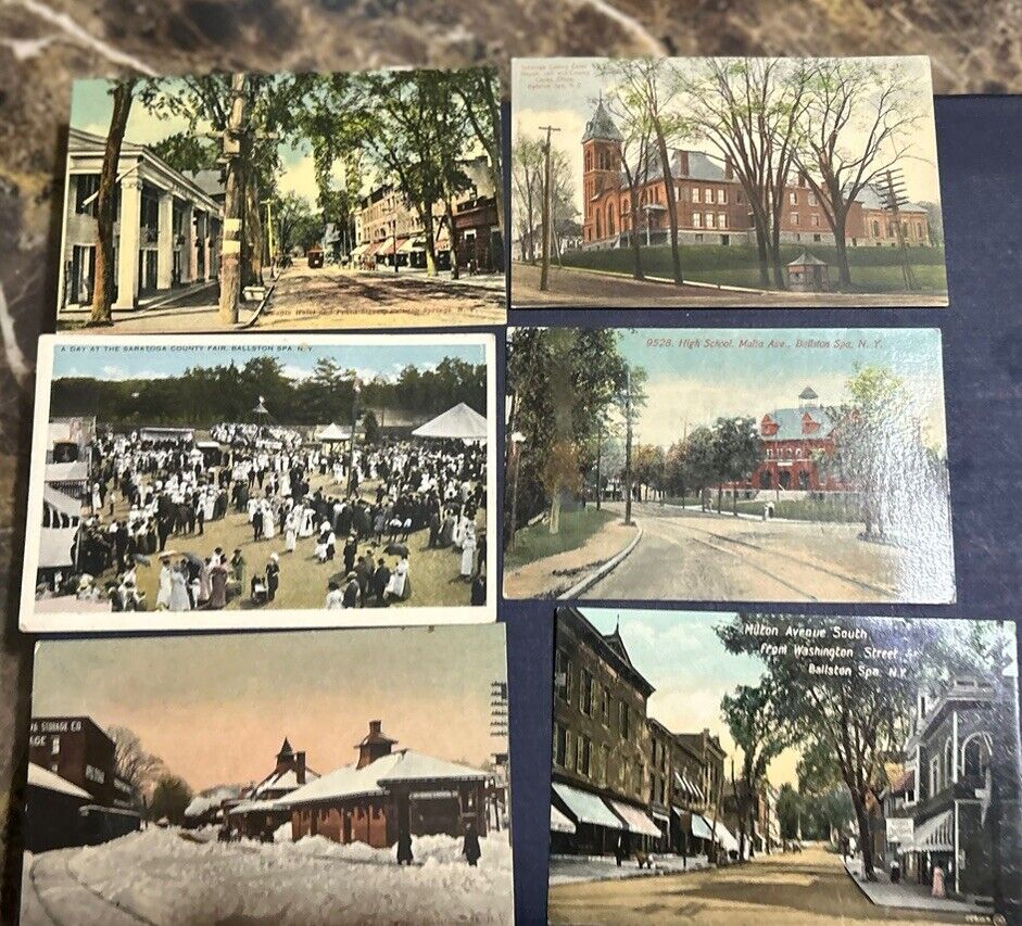 Lot Of 6 Antique Postcards Ballston Spa NY 2- Posted