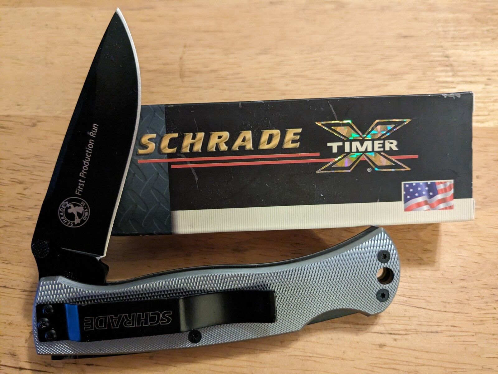 SCHRADE  X-TIMER, 70TX Aluminum Handle Folding Knife. First Run Production