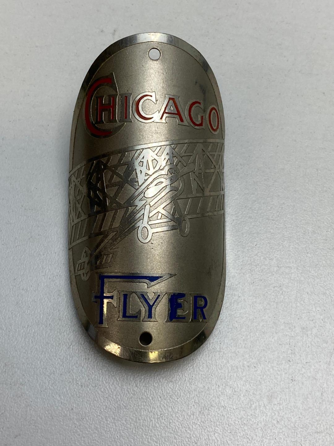 NOS vintage CHICAGO FLYER bicycle HEAD BADGE tag emblem Bi-Plane