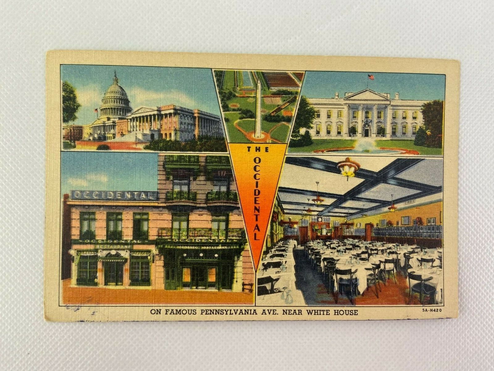 The Occidental Restaurant Vintage Postcard Washington DC