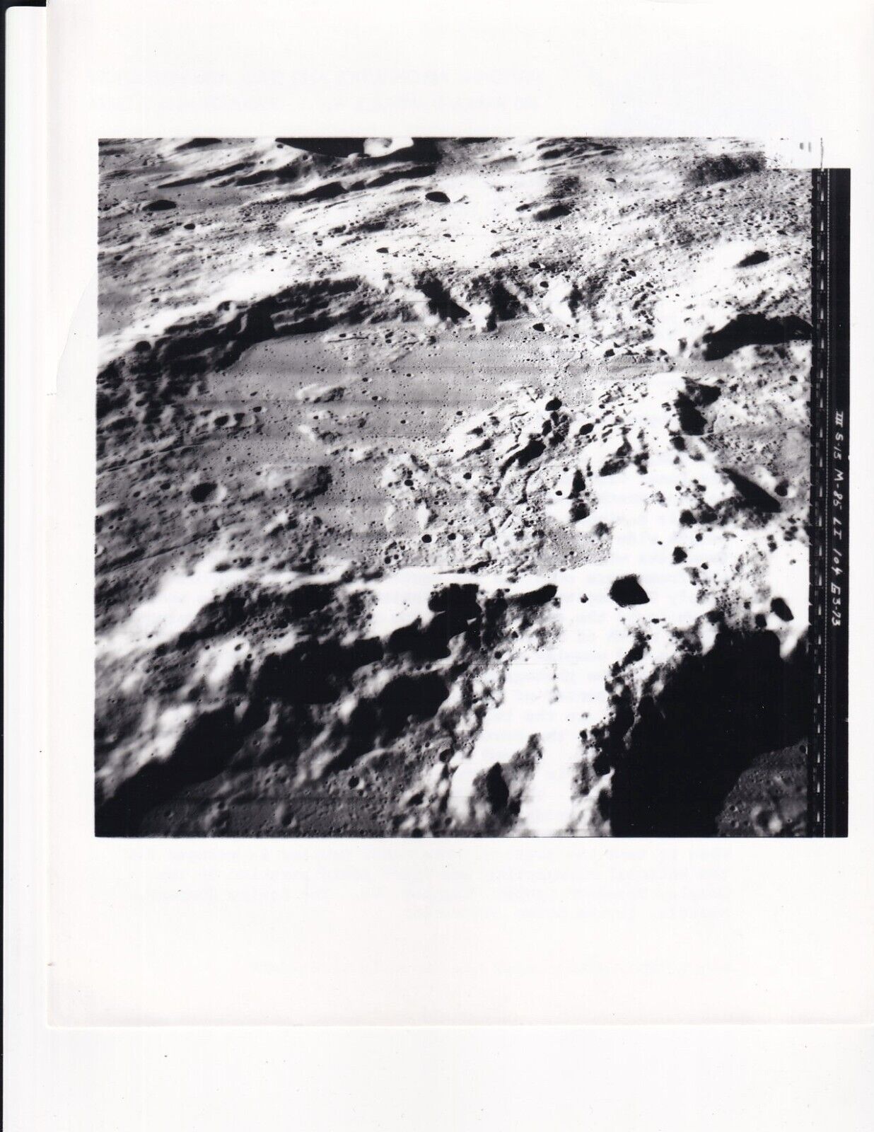 Official NASA Lunar Orbiter III Photo Potentilal Manned Landing Sites 1967