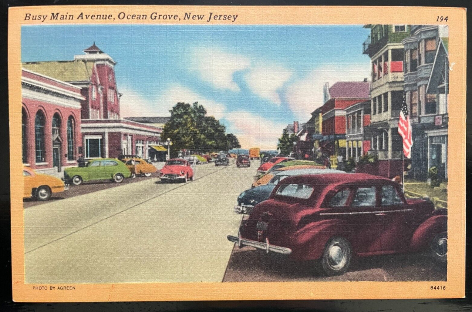 Vintage Postcard 1930-1945 Main Avenue, Ocean Grove, New Jersey (NJ)