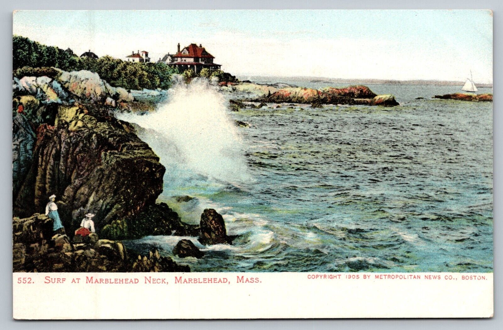 PPC Postcard MA Massachusetts Marblehead Surf At Marblehead Neck Undivided Back