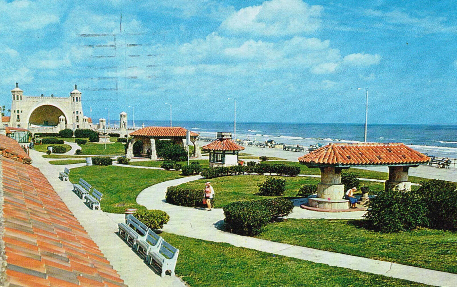 Vintage Ocean Front Park Daytona Beach Florida Postcard 1961 Postmark