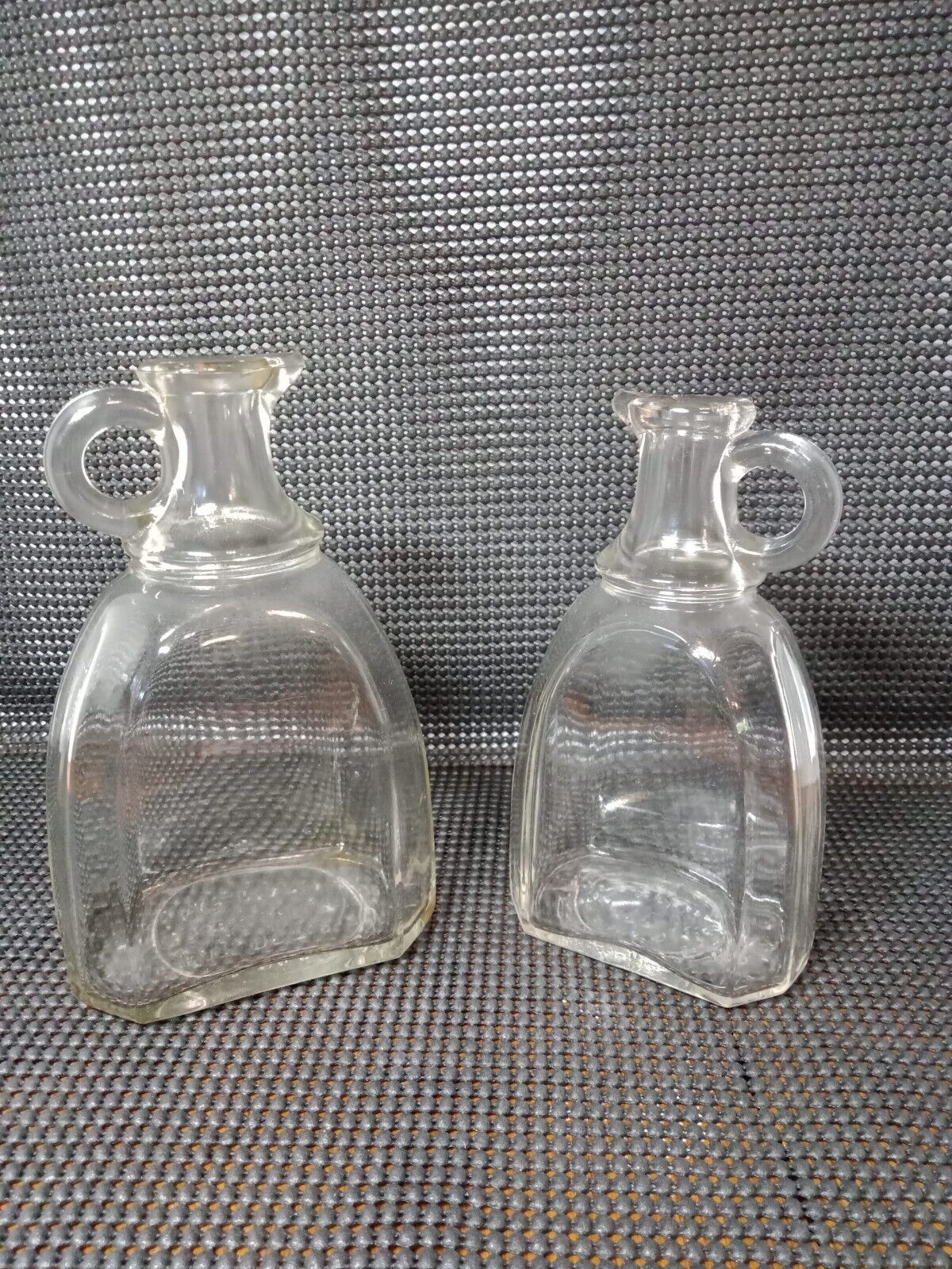 2 Antique Oil Vinegar Cruet Spouted Bottles 1923-24