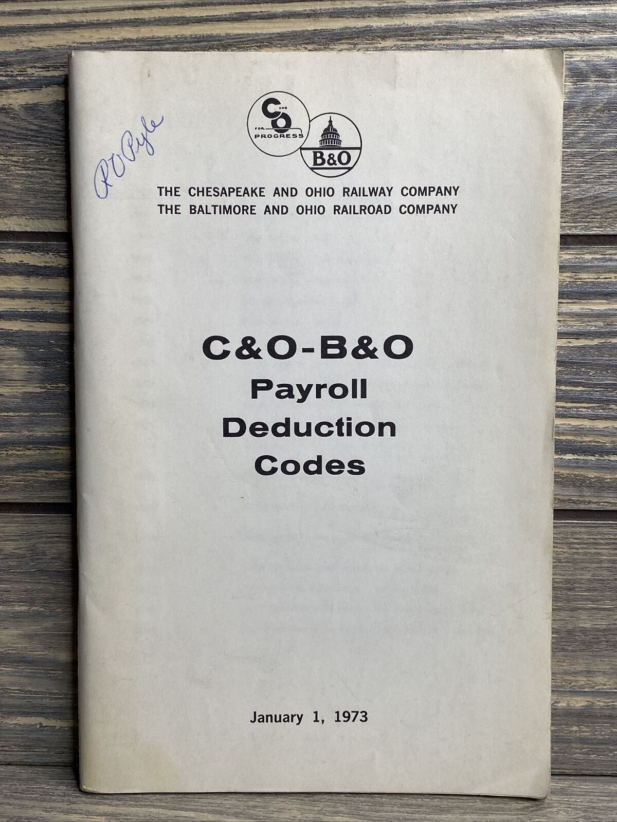 Vintage B&O C&O Railroad Co Payroll Deduction Codes 1973 Booklet