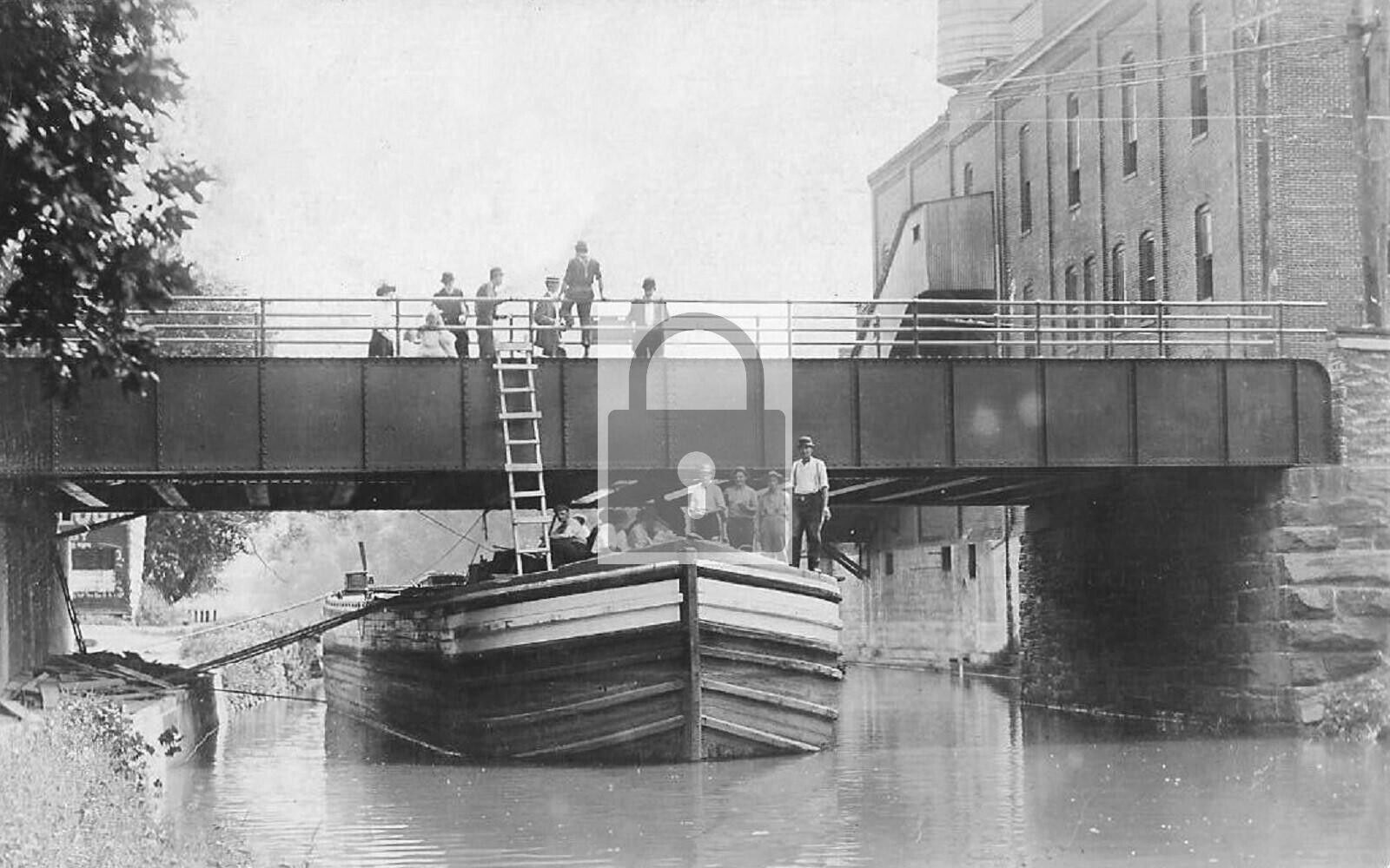 Barge Boat Schuylkill Canal Bridge Bridgeport Pennsylvania PA Reprint Postcard