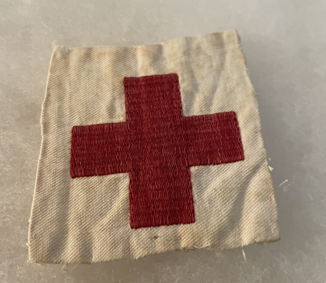 Vintage Red WWII American Red Cross Cap Emblem Patch