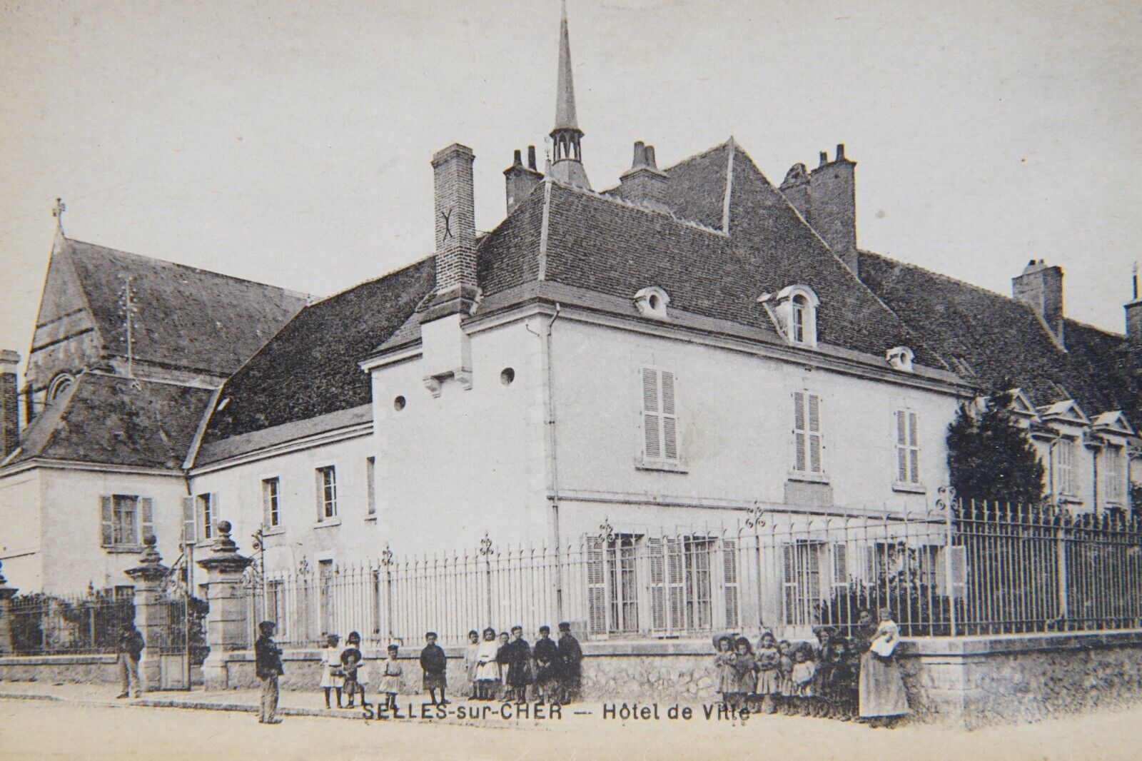 Selles-sur-Cher France City Hall Collotype Postcard Unused